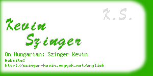 kevin szinger business card